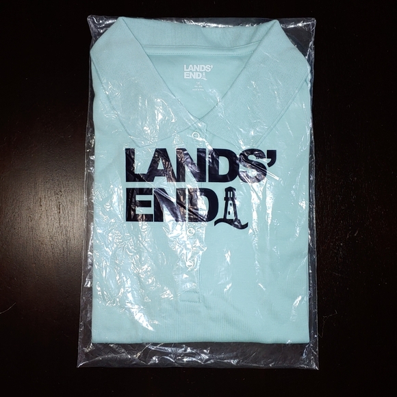 Lands End Women's Supima Cotton Polo Shirt Short Sleeve Light Blue Color size 1X - Picture 4 of 5
